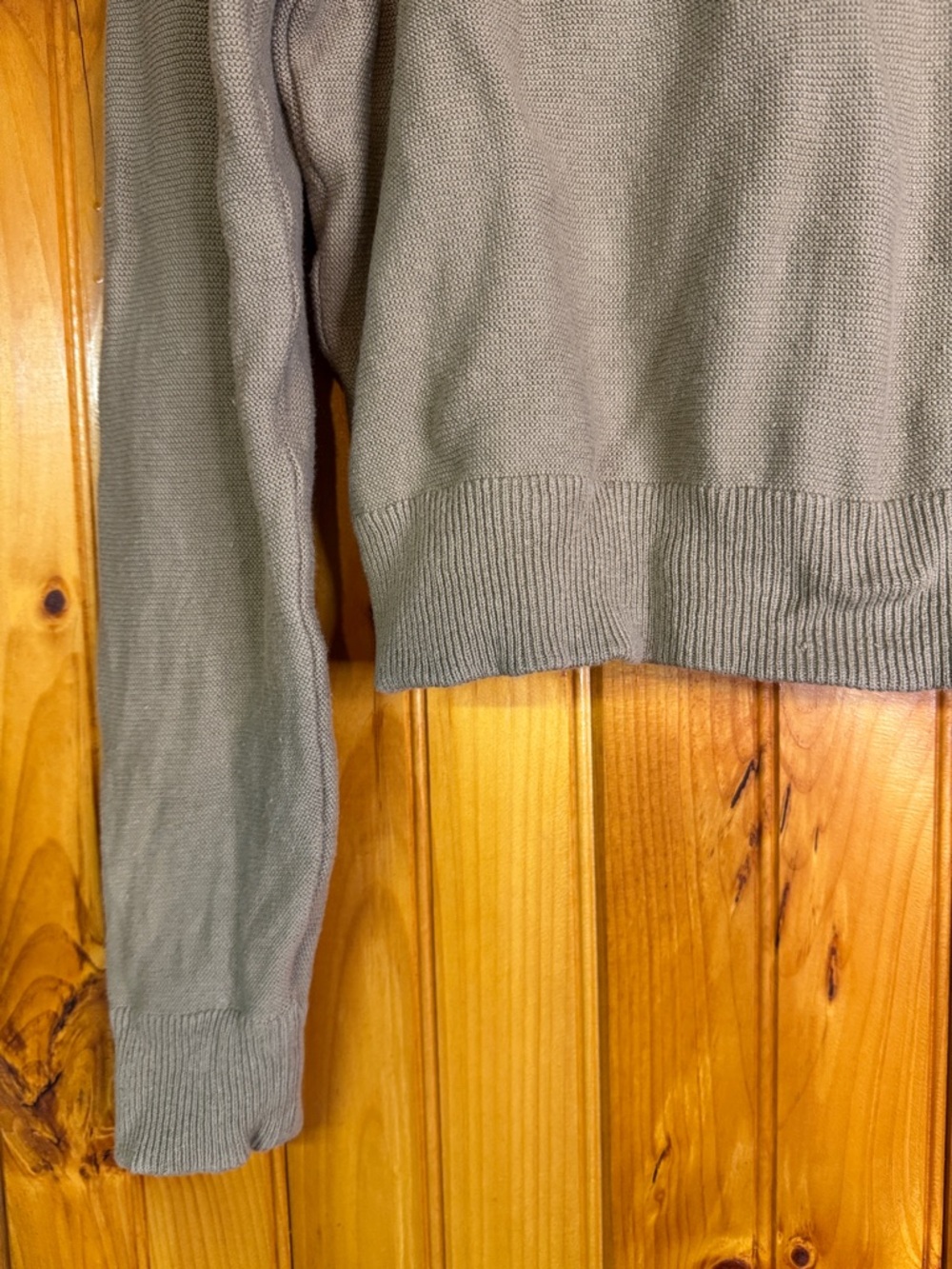 Worth Olive-Tan Knit Green Zip-Front Cardigan Sweater - Picture 7 of 7